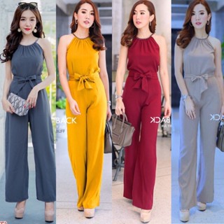 ♥️♥️9244♥️♥️ Jumpsuit จั๊มสูทขายาว สายเดียวคล้องคอ