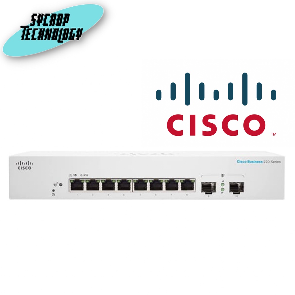 CBS220-8T-E-2G-EU Cisco CBS220 Smart 8-port 10/100/1000 GE, Ext PS, 2x1G SFP ประกันศูนย์
