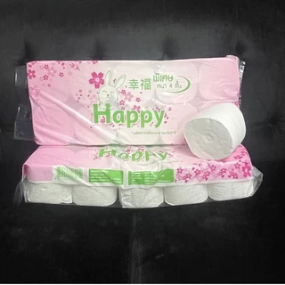 กระดาษทิชชู่ไร้แกน กระดาษชำระ Happy แพ็คละ 10 ม้วน พร้อมส่ง Happy ไร้แกน