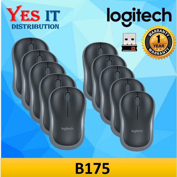 Logitech B175 Wireless USB Optical Mice - BlackGrey (50units)