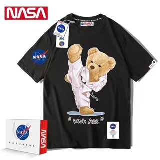 ♗NASA ร่วมเทควันโดหมี 2022 การ์ตูน oversize แขนสั้นเสื้อยืดผู้ชายและผู้หญิงคู่เสื้อหลวม_54