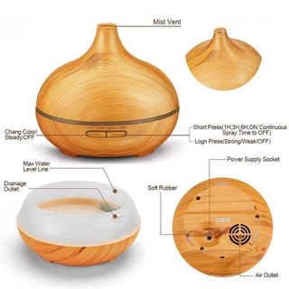 Aroma Diffuser 550ml เครื่องพ่นไอน้ำอโรม่า เพิ่มความชุ่มชื่นในอากาศ มี LED Light มีรีโมทควบคุม