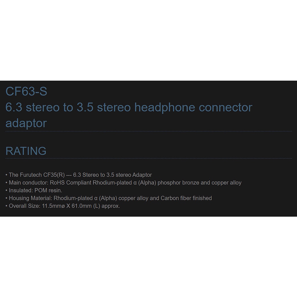 Furutech CF63-S (R) Headphone Adapter 3.5mm to 6.3mm ของแท้ศูนย์ไทย / ร้าน All Cable ราคา ถูกที่สุด ดีลบีเคเค แกลเลอรีภาพที่ 3