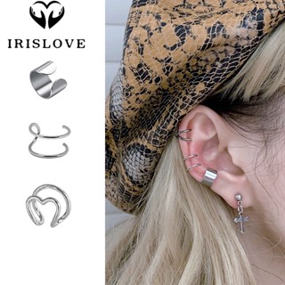Irislove ต่างหูคลิป เหล็ก รูปหัวใจ พีช ทรงกลม ไม่ต้องเจาะหู ปรับได้ เครื่องประดับ สําหรับผู้หญิง