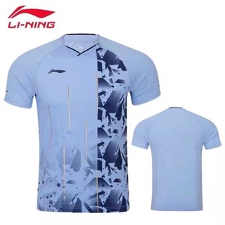 Li Ning ชุดเสื้อแบดมินตัน แขนสั้น ระบายอากาศ แห้งเร็ว สําหรับผู้ชาย และผู้หญิง เหมาะกับฤดูร้อน