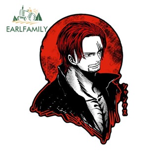 Earlfamily สติกเกอร์ ลายการ์ตูนอนิเมะ One Piece สีแดง กันน้ํา สําหรับติดตกแต่งหน้าต่างรถยนต์ 13 ซม. x 9.8 ซม.