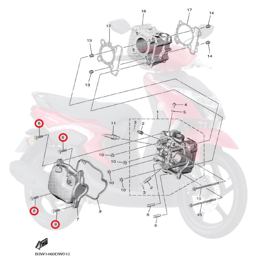 Yamaha Ego Gear Spru Cover Head Japan (95D32-06030)