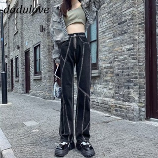 DaDulove💕 New Korean Version of Ins Large Size Niche Jeans High Waist Straight Pants Loose Womens Wide Leg Pants