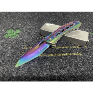 BROWNING FOLDING KNIFE มีดพับไทเทเนี่ยม 23CM มีระบบดีดใบมีด มีดเดินป่า มีดป้องกันตัว เครื่องมือการอยู่รอด EDC แบบบพกพา