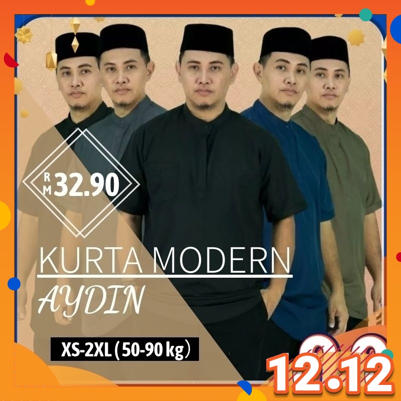 CY 01634 MODERN AYDIN KURTA / SHORT-SLEEVED KURTA สําหรับเสื้อผ้าผู้ใหญ่ BLACK / GREY / MOSS GREEN /
