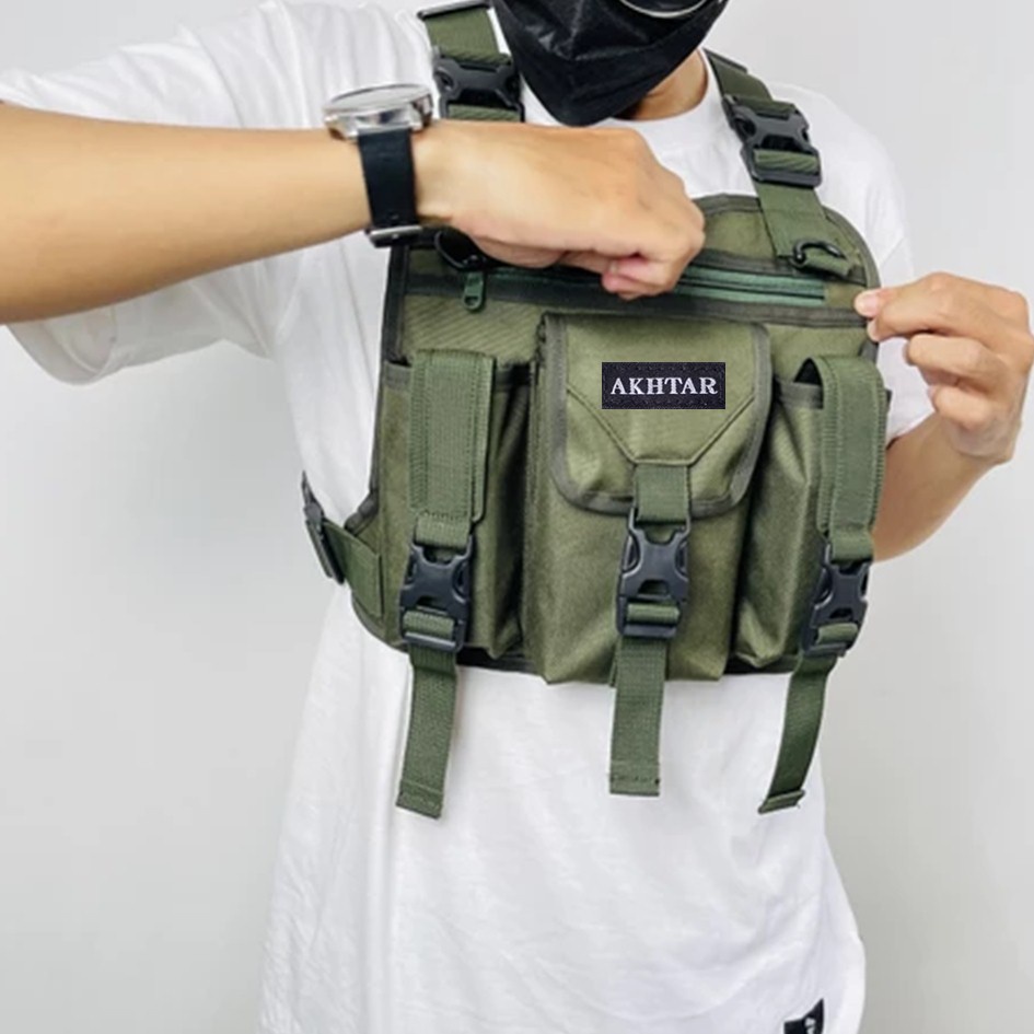 Hitam ล่าสุด NR-59 สีดํา POLICE ORIGINAL TACTICAL ARMY เสื้อกั๊กกระเป๋าคาดหน้าอก
