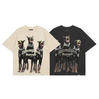 เสื้อยืดแขนสั้นลําลอง ผ้าฝ้าย พิมพ์ลาย Doberman Pinscher แฟชั่นสําหรับผู้ชาย และผู้หญิง