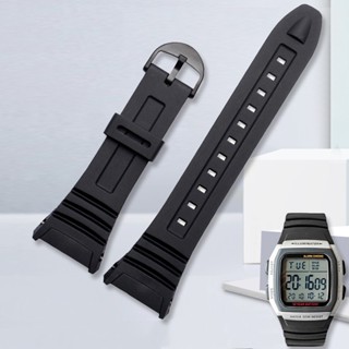 Casio 3239 W-96H-1A 2A 9A สายนาฬิกาข้อมือซิลิโคน อิเล็กทรอนิกส์ สีดํา แบบเปลี่ยน