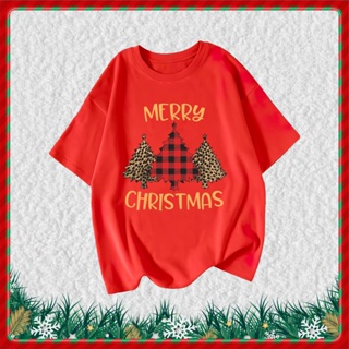 Merry Christmas เสื้อยืดคริสต์มาส เสื้อยืดครอบครัว เสื้อยืดเด็ก H-0010 เสื้อยืดคริสต์มาส ซานต้า  ชุดครอบครัวพ่อแม่ลูก เส