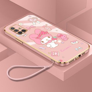 เคสโทรศัพท์มือถือแบบนิ่ม TPU กันกระแทก กันรอยกล้อง ลายการ์ตูนเมโลดี้น่ารัก พร้อมสายคล้อง สําหรับ Samsung Galaxy A13 A51 A71 A31 A11 4G A7 2018 A53 A73 5G