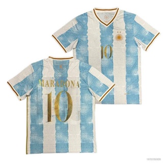 เสื้อกีฬาแขนสั้น ลายทีมชาติฟุตบอล Messi Maradona World Cup Argentina NP2 22-23 ชุดเยือน พลัสไซซ์ PN2