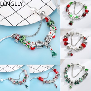 Dinglly สร้อยข้อมือ ประดับลูกปัดคริสตัล สีแดง และสีเขียว สําหรับผู้หญิง DIY