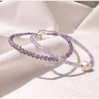 QIHAUS - Stone Bracelets Classic Purple Line (Amethyst) สร้อยข้อมือ กำไลหินอเมทิสต์/ กำไลหิน/ กำไลมินิมอล/ กำไลข้อมือ