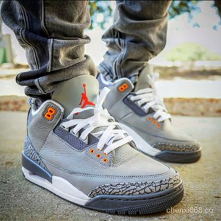 Air Jordan 3 Cool Grey AJ3 Cement รองเท้ากีฬา รองเท้าบาสเก็ตบอล สําหรับผู้ชาย และผู้หญิง 3MZF