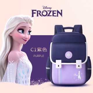 Disney กระเป๋าเป้สะพายหลัง ลายการ์ตูนดิสนีย์ Frozen ป้องกันขอบล้อม ลดภาระ สําหรับนักเรียนประถม ประถม ป.1-4 ปี