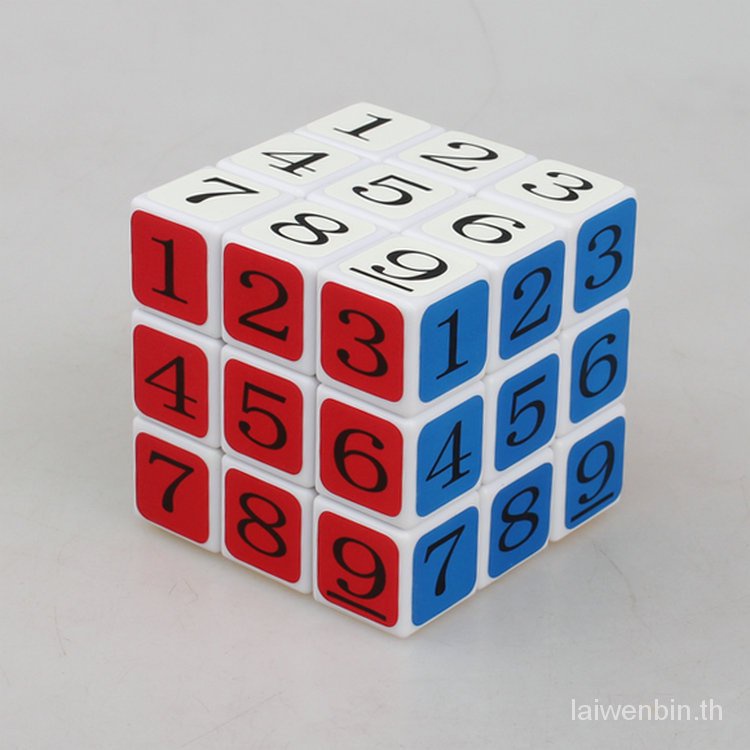 Ladder color third-order digital Rubik's Cube white background six ...