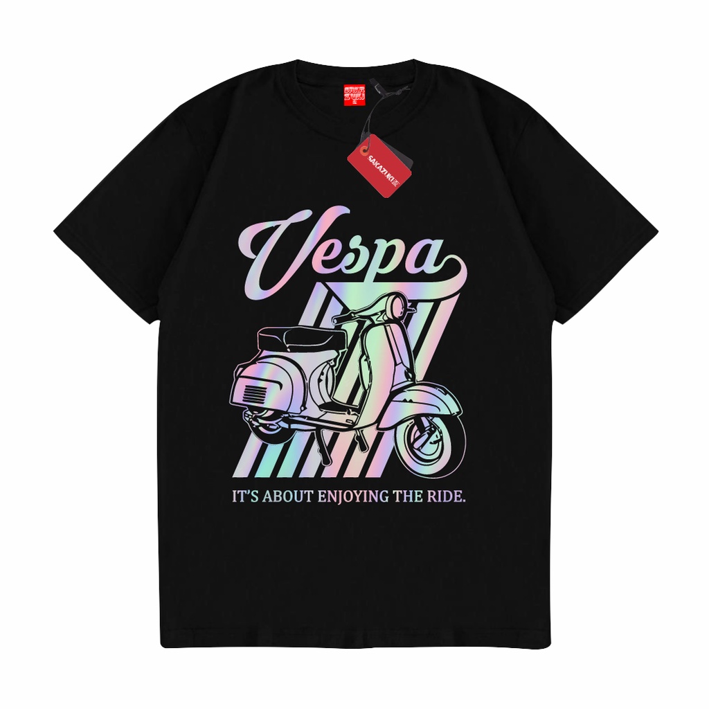 GILAN เสื้อยืด Unisex Distro พร้อมภาพมอเตอร์ไซค์ VESPA CLASSIC Enjoy The Ride