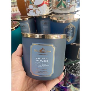 Bath &amp; Body Works Mahogany Teakwood White Barn 3-Wick Candle 411g. ของแท้