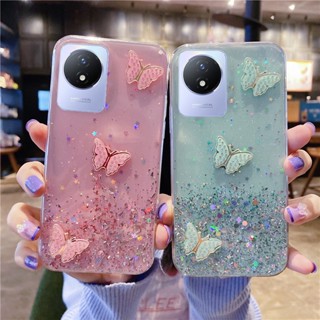 In Stock เคส Phone Case VIVO Y02 Y16 V25 V25e Y22S Y22 Y35 5G 4G เคสโทรศัพท์ 2022 Fashion 3D Diamond Butterfly Glitter Starry Sky Transparent Casing Silicagel Softcase Shockproof Protective Cover