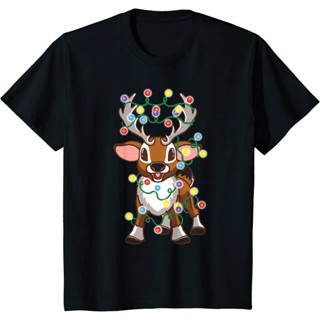🌟​พร้อมส่ง​🔥 เสื้อยืด พิมพ์ลายกวางเรนเดียร์ คริสต์มาส ซานต้า กวาง รูดอล์ฟ น่ารัก