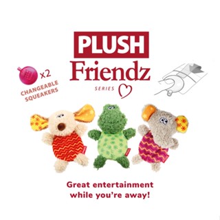 Gigwi Plush Friendz พร้อมของเล่นสุนัข แบบรีฟิล - สุนัข / กบ / สถานีรถไฟ)