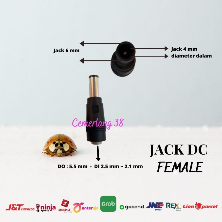 6 มม. * 4 มม. พิน DC Female to Male Over Connector Jack Connection