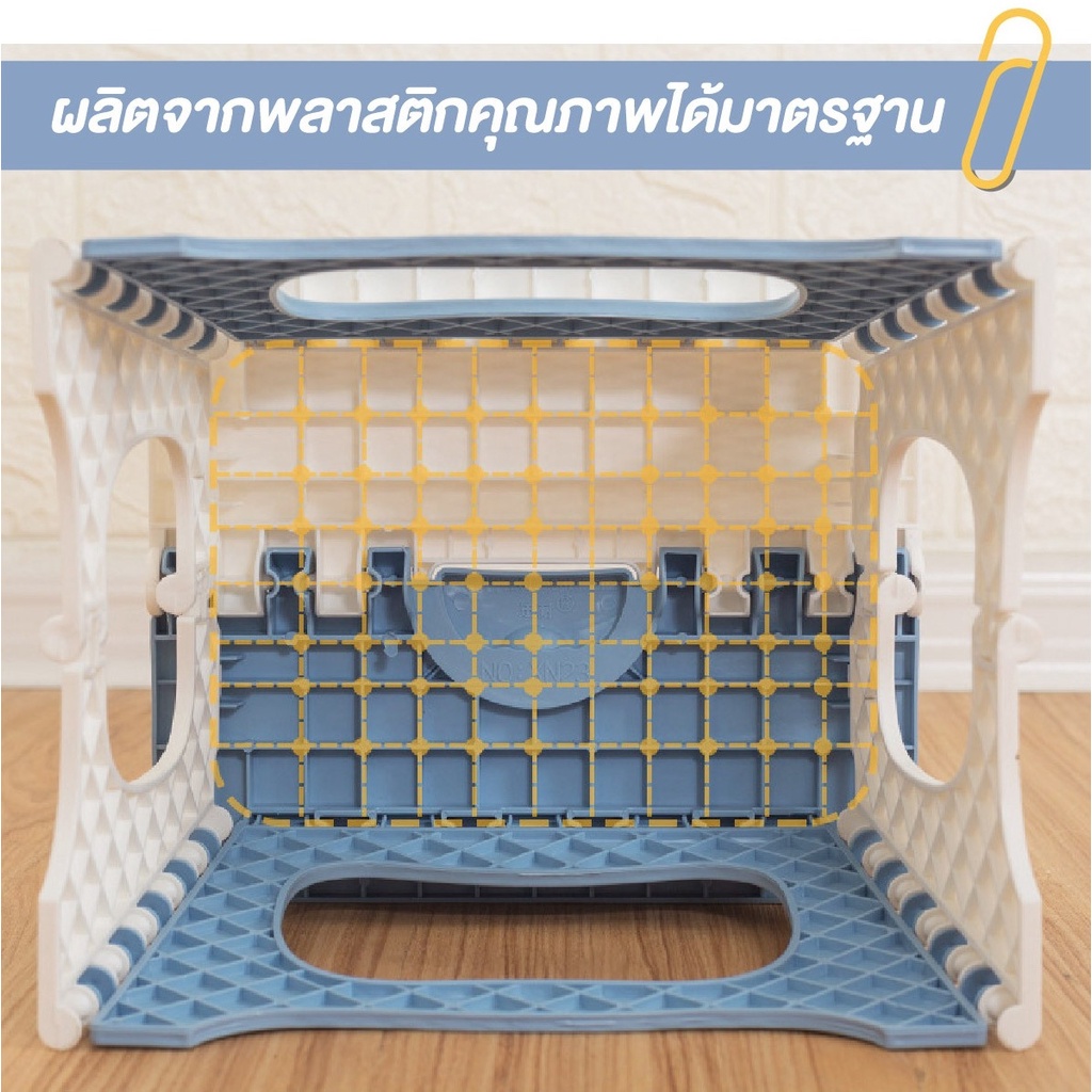 เก้าอี้พลาสติก ทรงสี่เหลี่ยม ลายหวาย พับเก็บได้ - รูปที่ 4