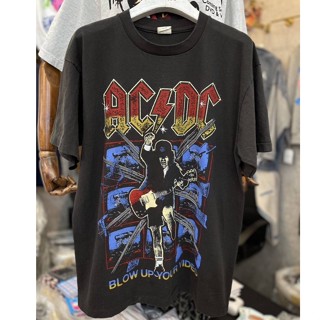 ⚡️ACDC⚡️เสื้อยืดผ้าฟอก เสื้อวง เสื้อทัวร์ Cotton 💯 งานใหม่ ทำเก่า ผ้าฟอกเฟดนุ่ม ไร้ตะเข็บข้าง สกรีนจม หน้าหลัง ⚡️⚡