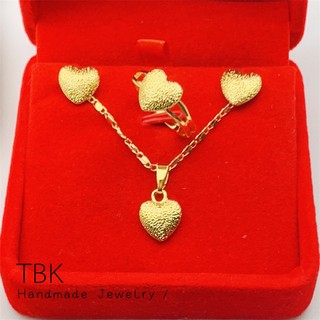 TBK 24k Gold Plated 3in1 Set Necklace Earring Ring Set for women 75