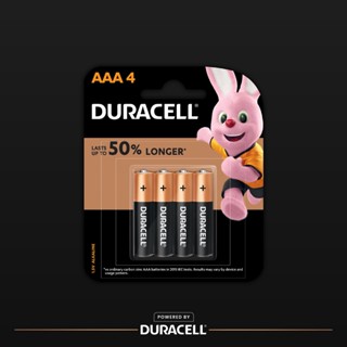 Duracell AAA ถ่านอัลคาไลน์ ดูราเซลล์ AAA สำหรับอุปกรณ์ที่ใช้เป็นประจำทุกวัน แพ็ค 4 ก้อน