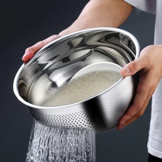 304 Stainless Steel Wash Rice Sieve Bowl Filter Basket Fruit Vegetables Strainer Baskets Sieve Drainer Kitchen Sink Drai