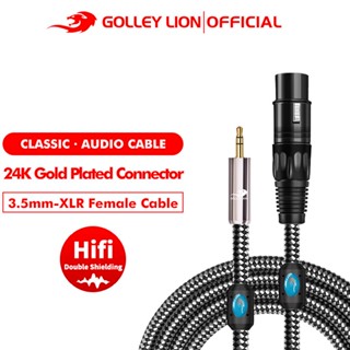 Golley LION สายเคเบิลแจ็คไมโครโฟน ตัวเมีย เป็น XLR 1/8 นิ้ว 3.5 มม. สีขาว ฟ้า แดง