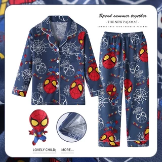 ชุดนอนเด็กผู้ชาย เสื้อผ้าของเด็กชาย นักบินอวกาศ สไปเดอร์แมน ลายการ์ตูนยอดนิยม ผ้าคุณภาพสูง