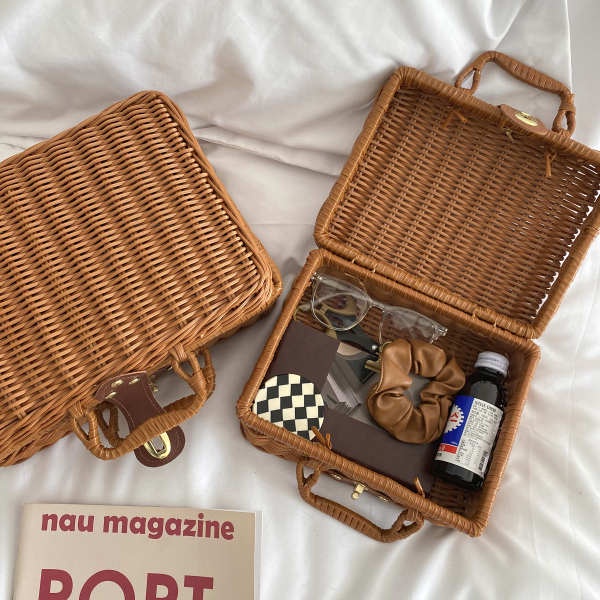 ins idyllic style vintage rattan woven suitcase suitcase vintage woven