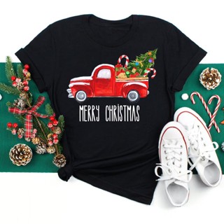 ▩เสื้อยืดคริสต์มาส Merry Christmas &amp; Happy new year T-shirt  รถสีแดงเต็มไปด้วยของขวัญ  สําหรับเด็ก เสื้อครอบครัว  No.160