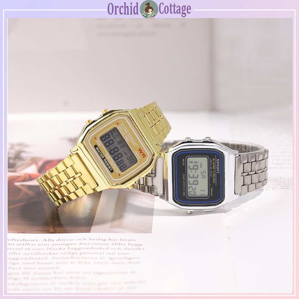 [จัดส่งที่รวดเร็ว]นาฬิกา unisex ที่เรียบง่ายนาฬิกาหน้าปัดสี่เหลี่ยมนาฬิกาอิเล็กทรอนิกส์เด็กชายนาฬิกา
