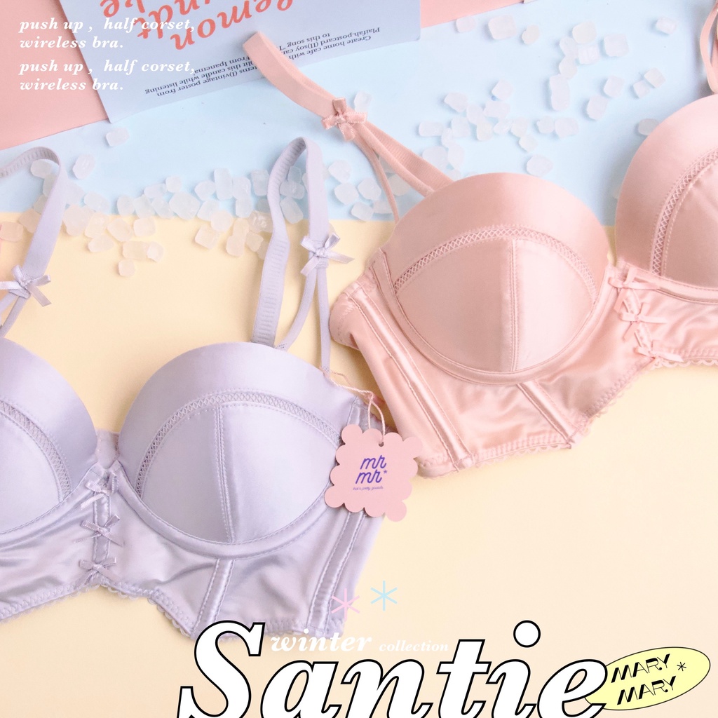 𝐒𝐀𝐍𝐓𝐈𝐄 (𝐛𝐫𝐚.) ⟢ - push up ,  half corset, wireless bra บราไร้โครง กึ่งคอร์เซ็ท