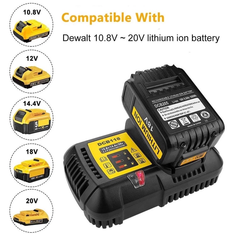 DCB112 DCB118 เปลี่ยนแบตเตอรี่ Li-Ion สําหรับ Dewalt 12 V 14.4V 18V 20V แบตเตอรี่ลิเธียมเซลล์ Charge