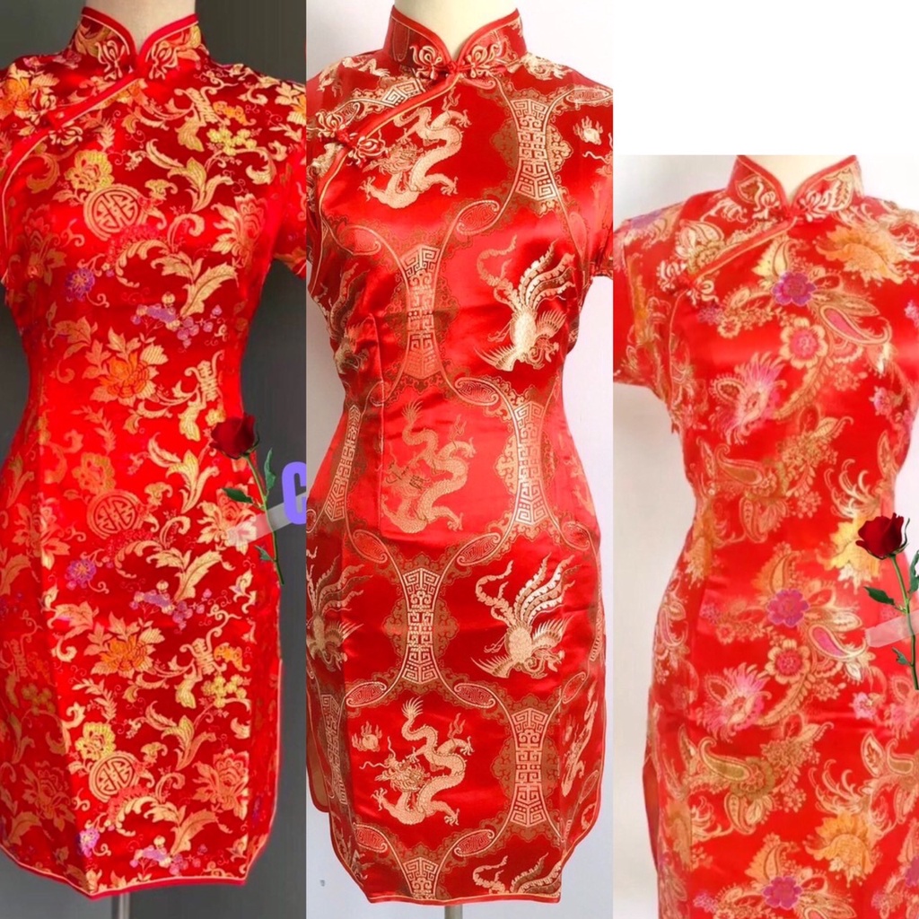 กี่เพ้า ชุดกี่เพ้ายาว กี่เพ้าตรุษจีน งานดี ผ้าหนา ราคาถูกที่สุด ชุดเดรสยาว