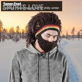 BSports Love วิกแฮนด์เมด รูปหมวก Dreadlock Periwig Whiskers Beard (สีกาแฟ)