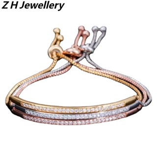 [Z H Jewelry] สร้อยข้อมือ ประดับเพทาย 18K สไตล์ฮิปฮอป ร็อค ปาร์ตี้ เครื่องประดับแฟชั่น สําหรับผู้หญิง