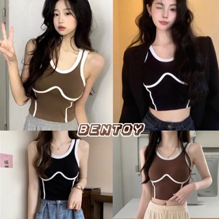 Bentoy(bratop1879)เสื้อสายเดี่ยว มีฟองน้ำ ดีเทลแต่งโซ่หน้าอกเก๋ๆ รัดรูปใส่สบาย