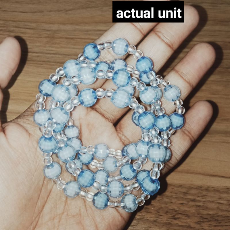 DIAMOND CUT SKY BLUE + WHITE KIDS 7.6MM FASHION BLACELET