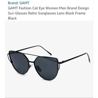 แว่นกันแดด GAMT Mirrored Cat Eye Sunglasses Metal Frame Flat Lens Women Sunglasses.