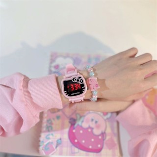 นาฬิกาข้อมือ LED กันน้ํา ลายการ์ตูน Hello Kitty น่ารัก สไตล์ญี่ปุ่น และเกาหลี สําหรับเด็กผู้ชาย และเด็กผู้หญิง